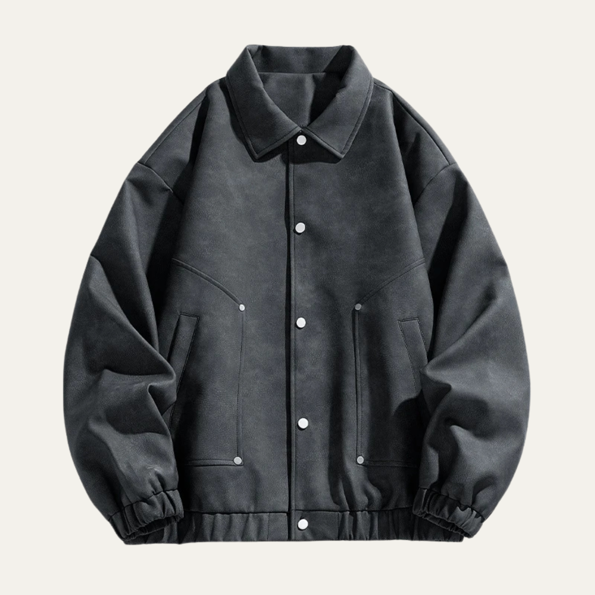 The Soriano Men's Leather Bomber Jacket with Collar