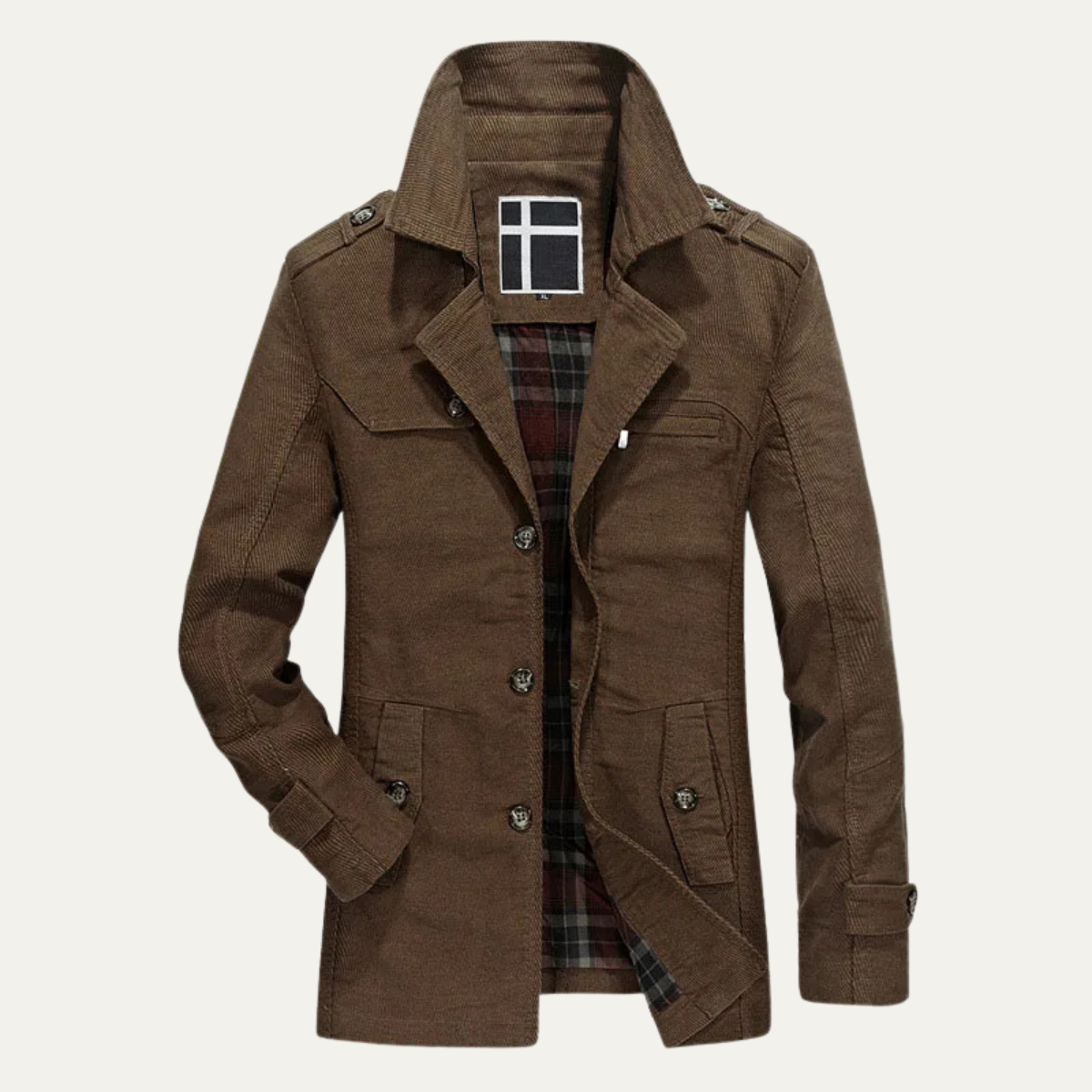 The Appiano Men’s Winter Wool Jacket with Plaid Lining and Double Breasted Design