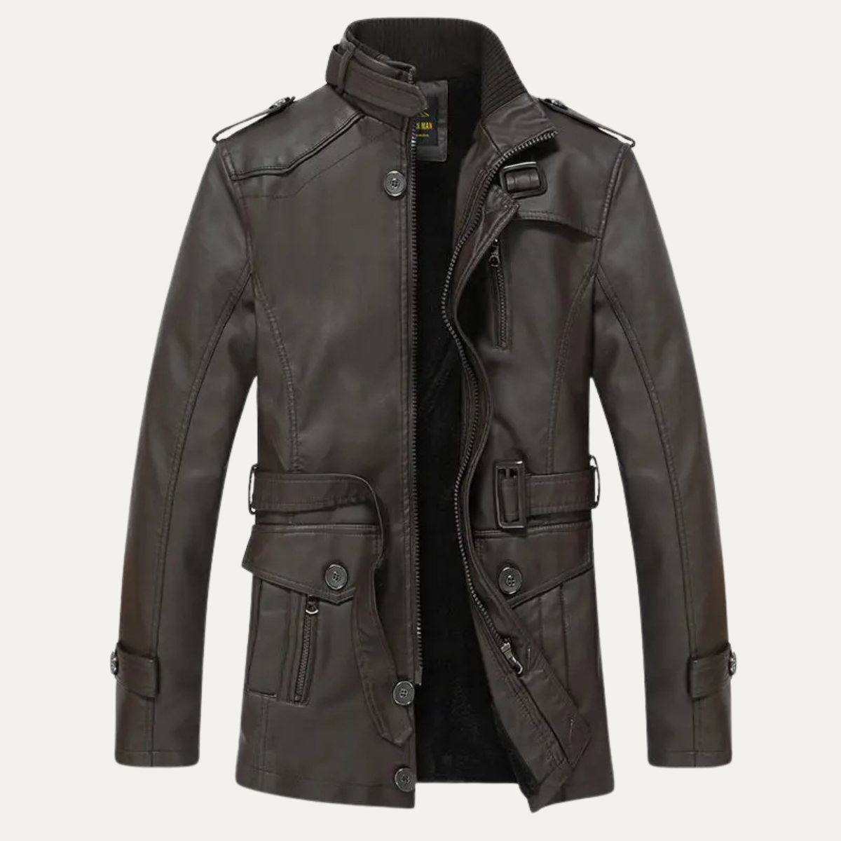 The Sardegna Men’s Classic Winter Leather Jacket with Belt