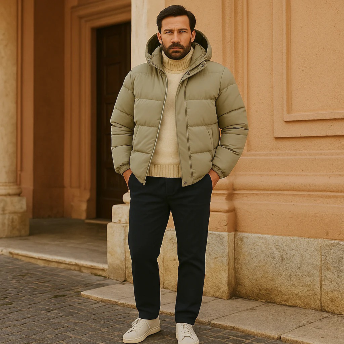 The Tallinn Men's Hooded Puffer Jacket - Waterproof Down Winter Coat