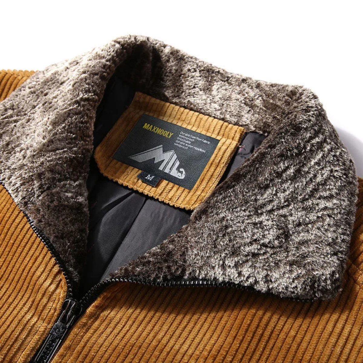 The Manarola Men’s Corduroy Thermal Jacket with Fur Collar