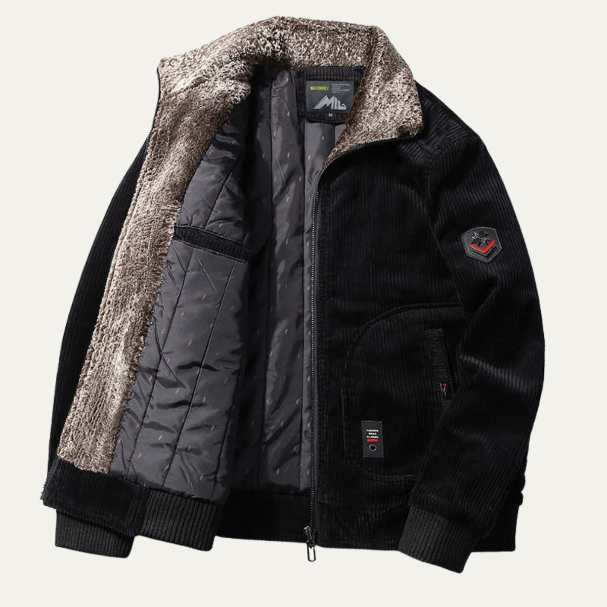 The Manarola Men’s Corduroy Thermal Jacket with Fur Collar