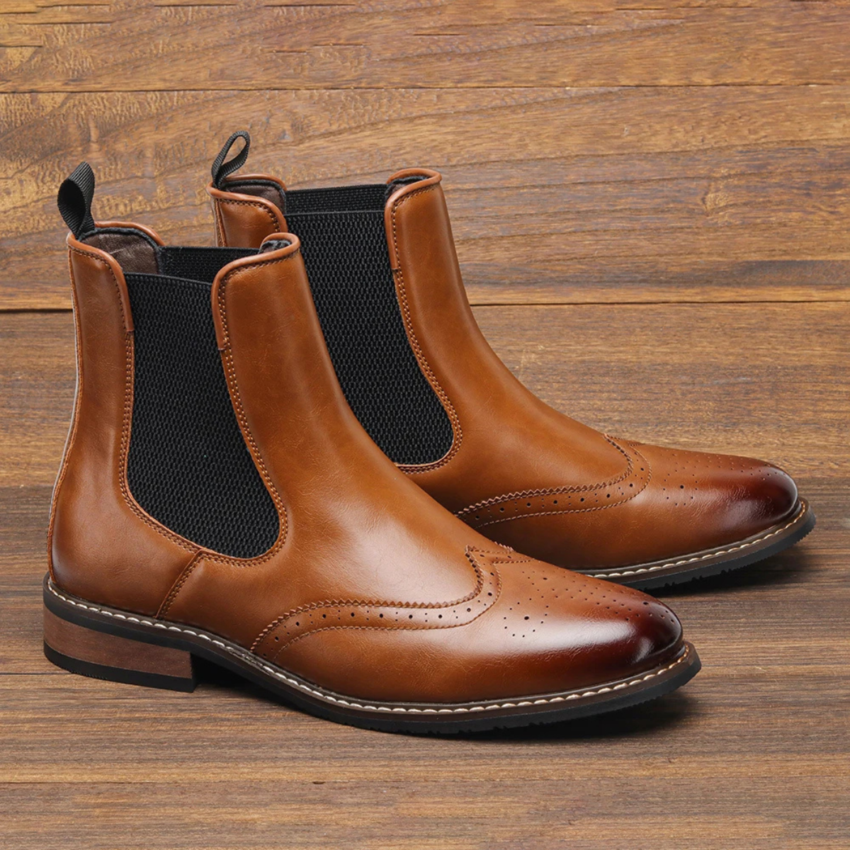 The Giudecca Men's Elastic Side Panels Leather Chelsea Boots