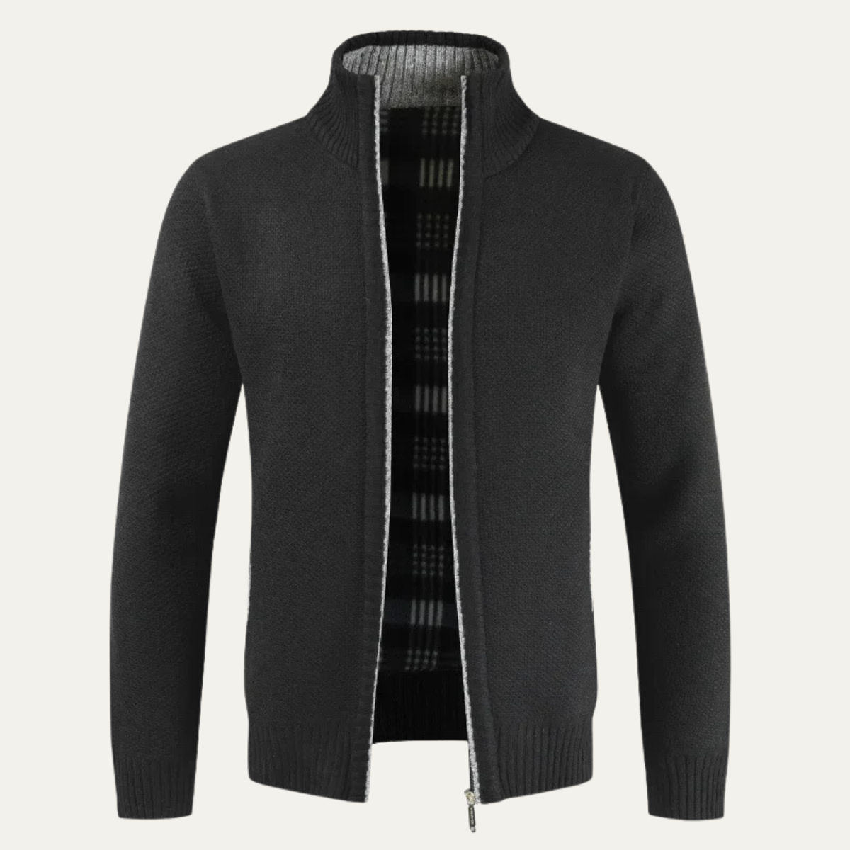 The Cherasco Men's Cotton Zip Up Knitted Cardigan with Inner Lining