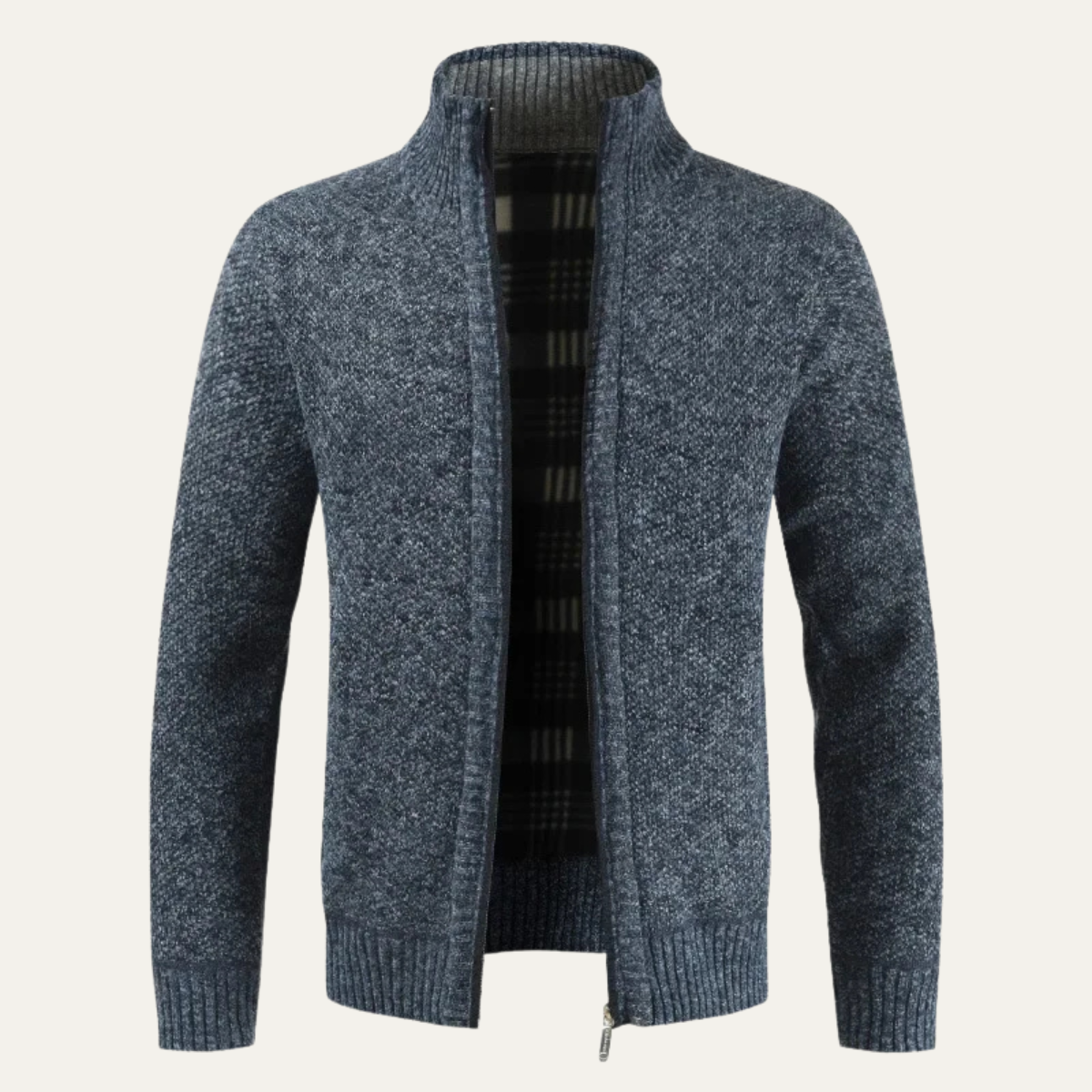 The Cherasco Men's Cotton Zip Up Knitted Cardigan with Inner Lining
