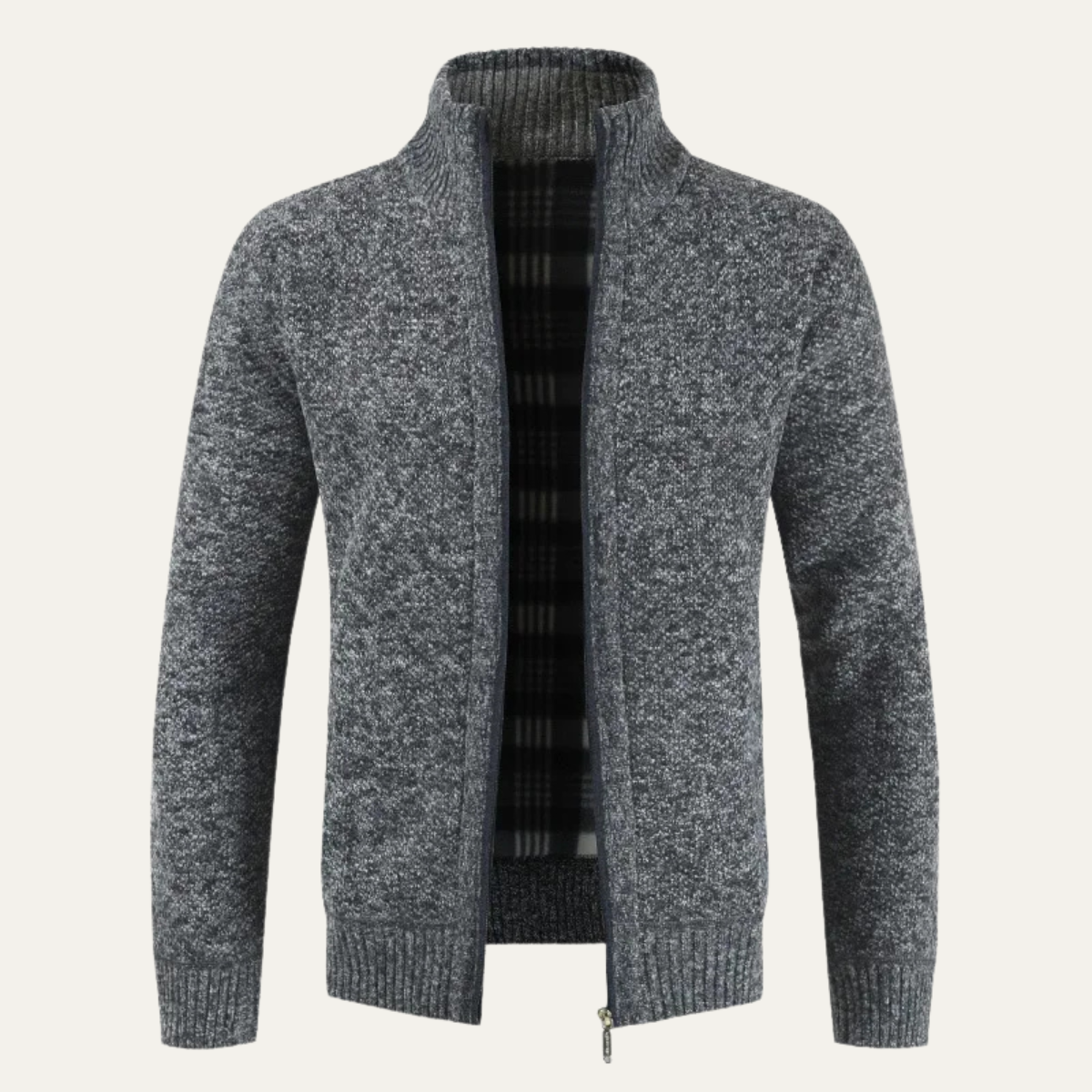 The Cherasco Men's Cotton Zip Up Knitted Cardigan with Inner Lining
