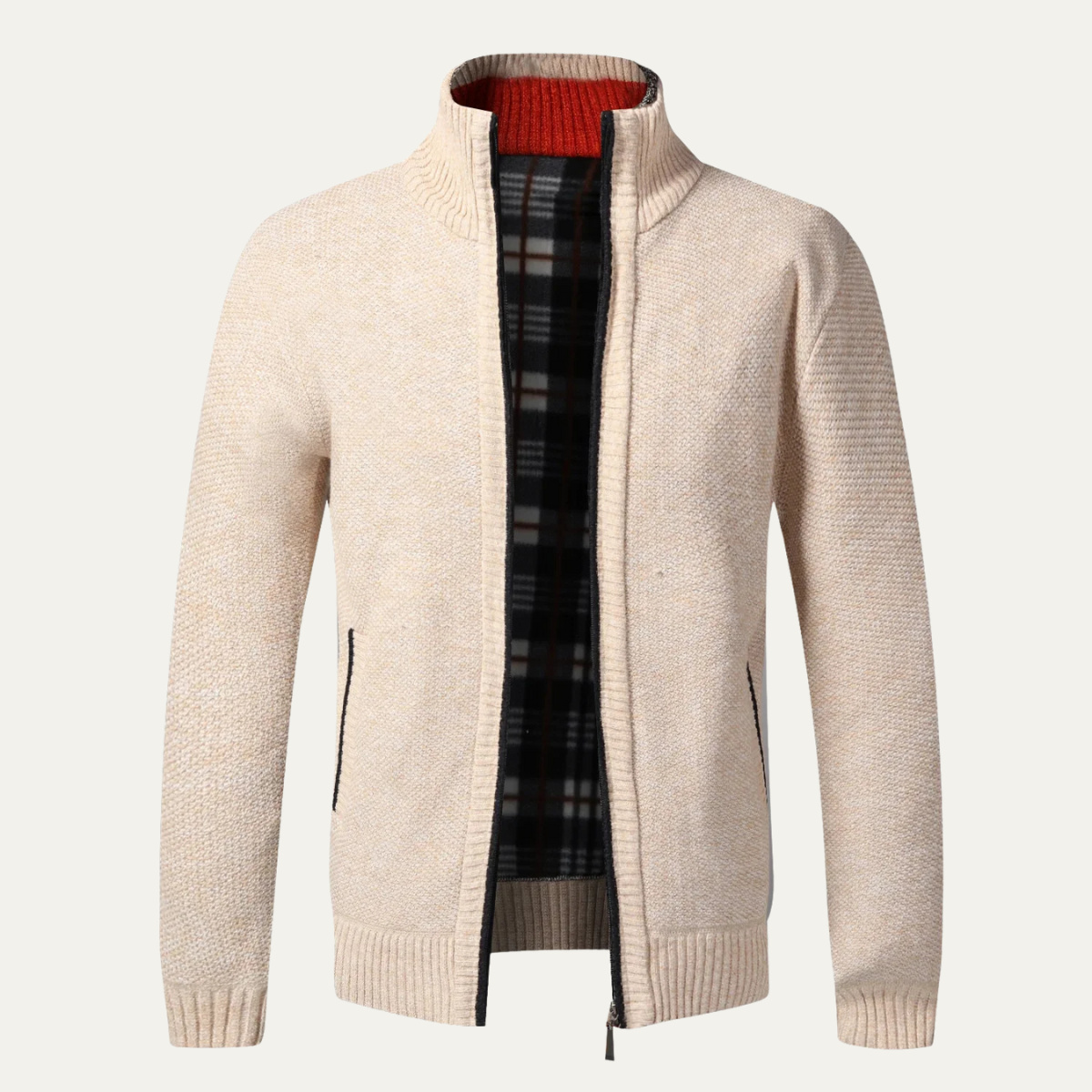 The Cherasco Men's Cotton Zip Up Knitted Cardigan with Inner Lining