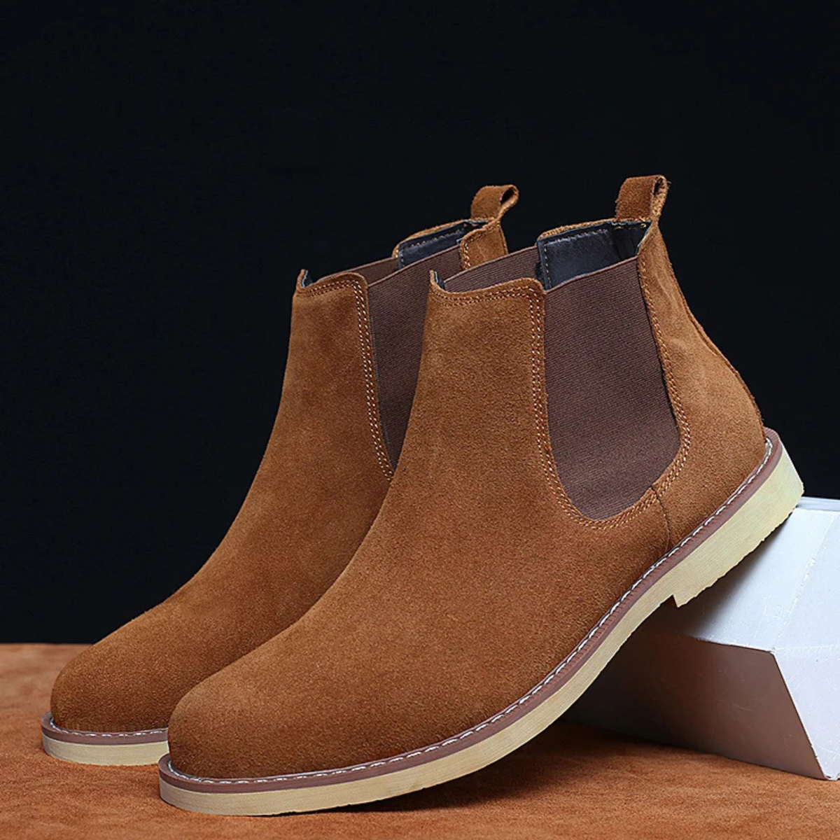 The Parioli Men's Leather Suede Chelsea Boots with Fur Lining
