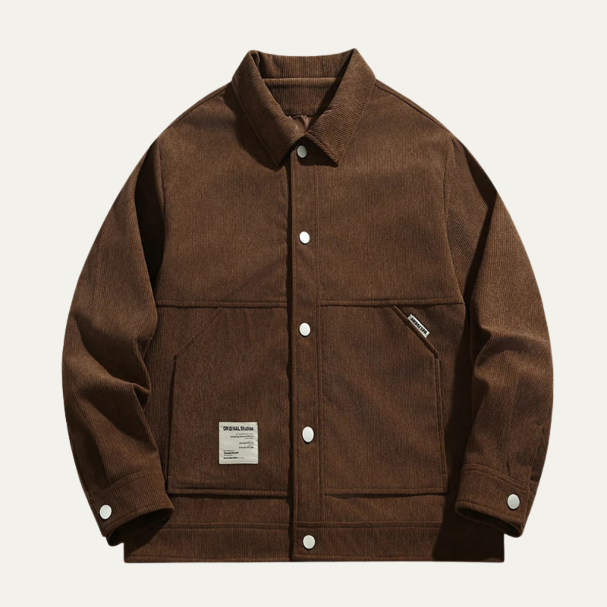 The Barbaresco Men's Corduroy Button Up Coat with Lapel Collar