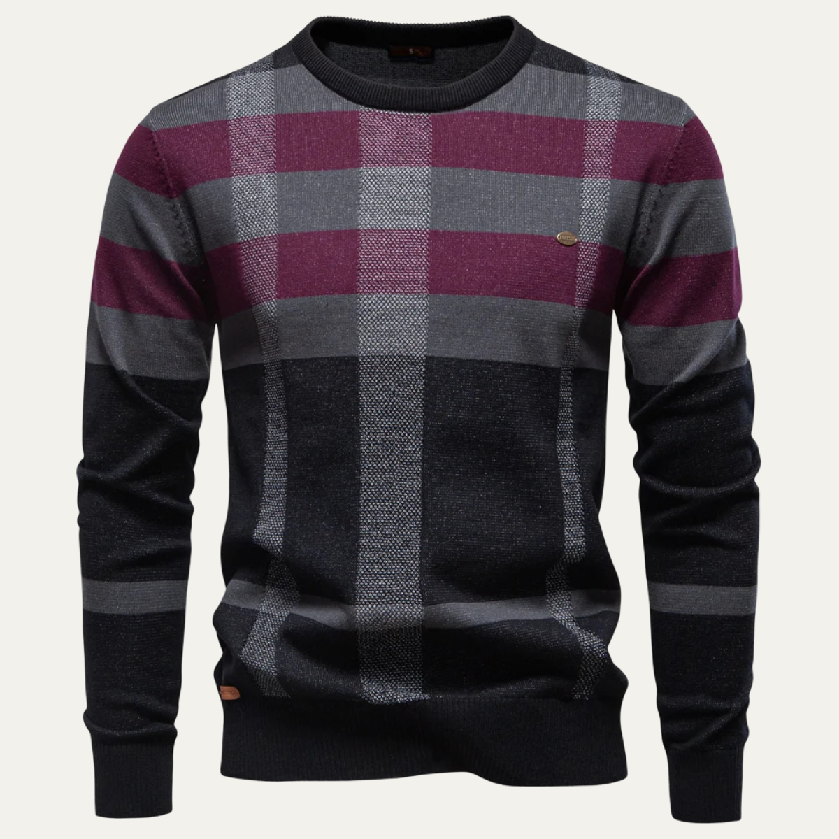 The Peterborough Men’s Contrast Plaid Checked Knit Jumper