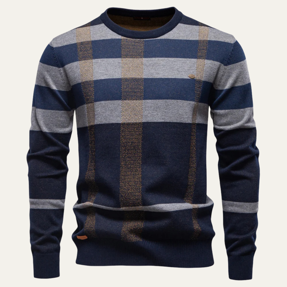 The Peterborough Men’s Contrast Plaid Checked Knit Jumper