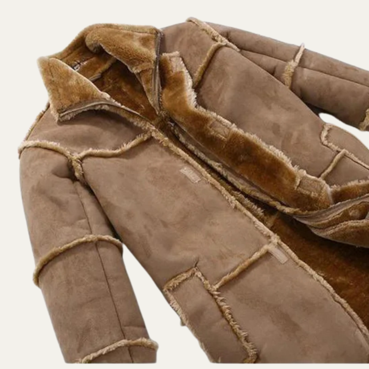 The Castelrotto Men’s Warm Winter Shearling Lined Suede Leather Jacket