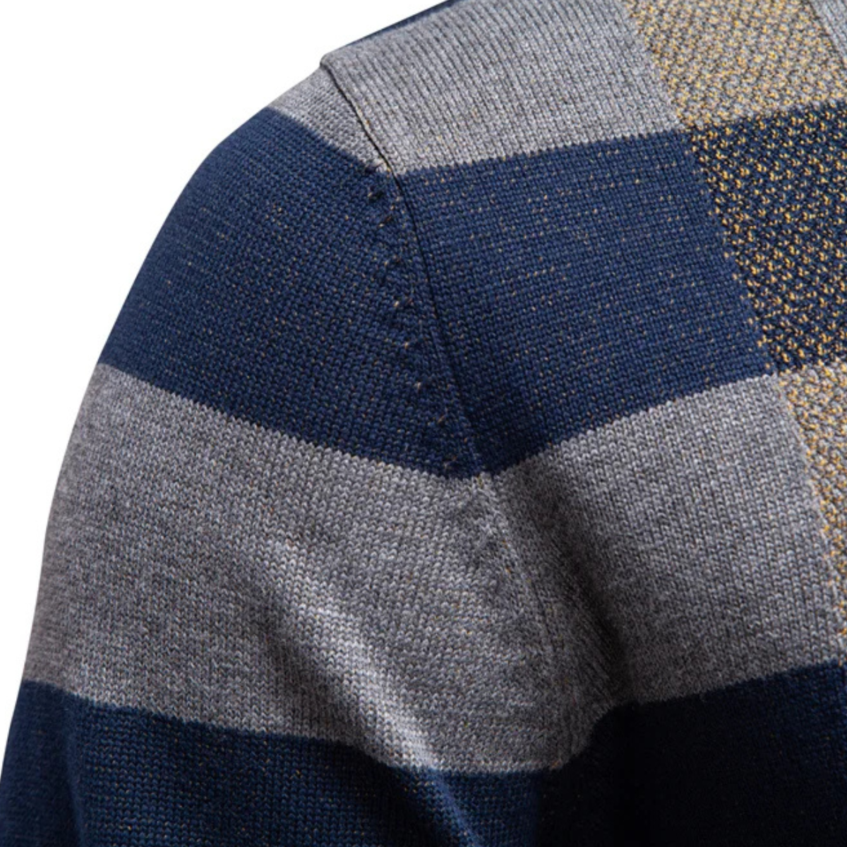 The Peterborough Men’s Contrast Plaid Checked Knit Jumper