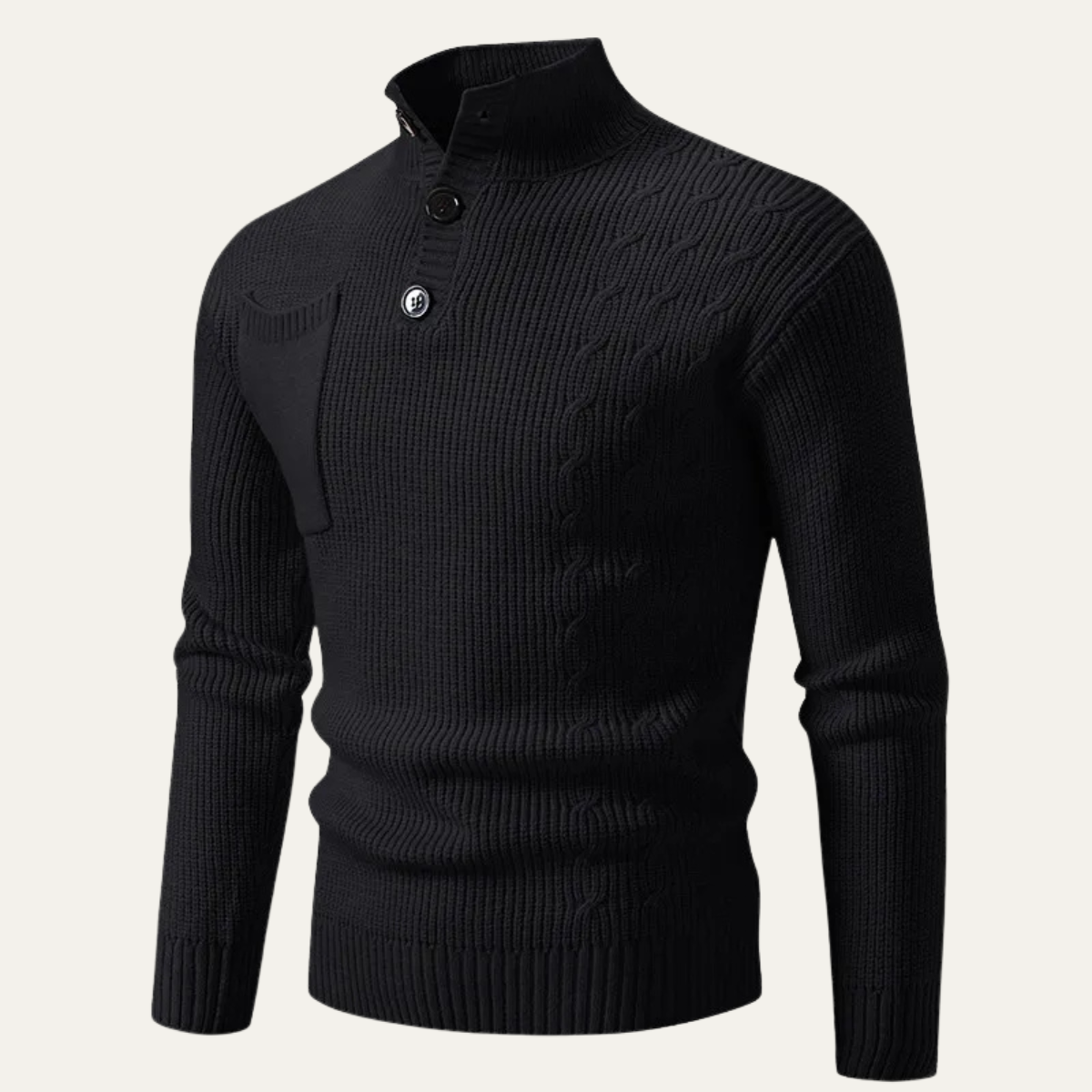 The Soverato Men’s Trendy Stand Collar Winter Button Knit Jumper