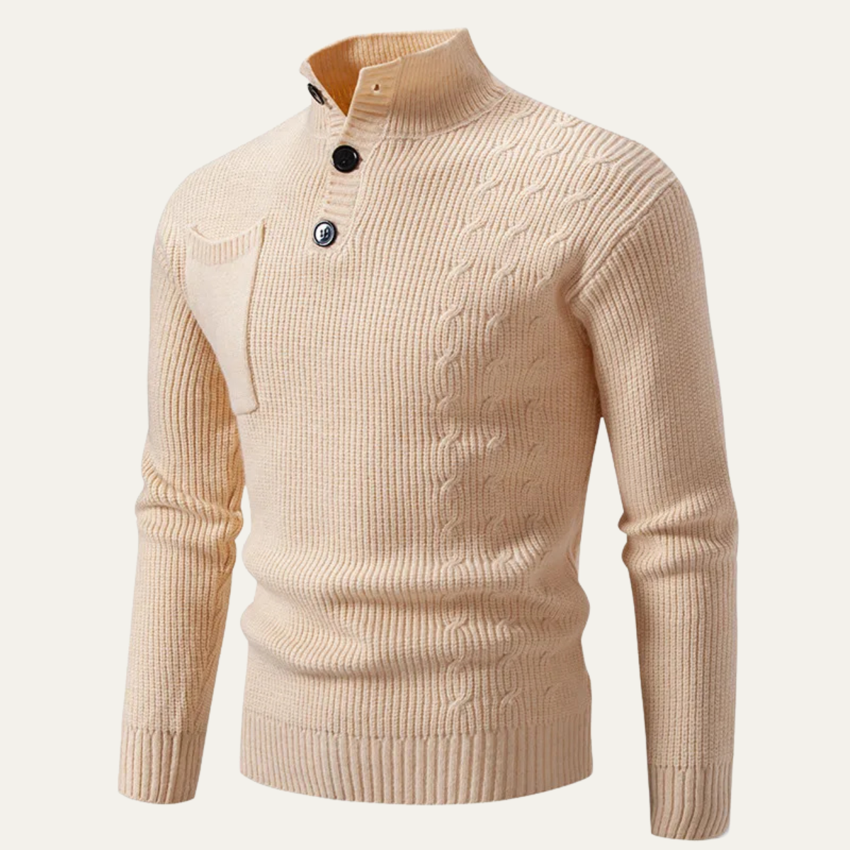 The Soverato Men’s Trendy Stand Collar Winter Button Knit Jumper
