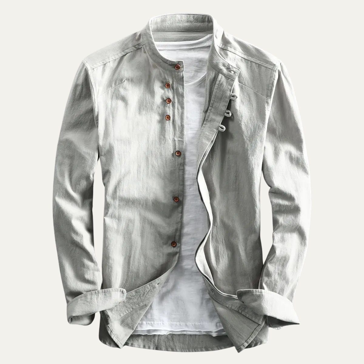 The Cavallino Men’s Stand Collar Button Up Linen Shirt