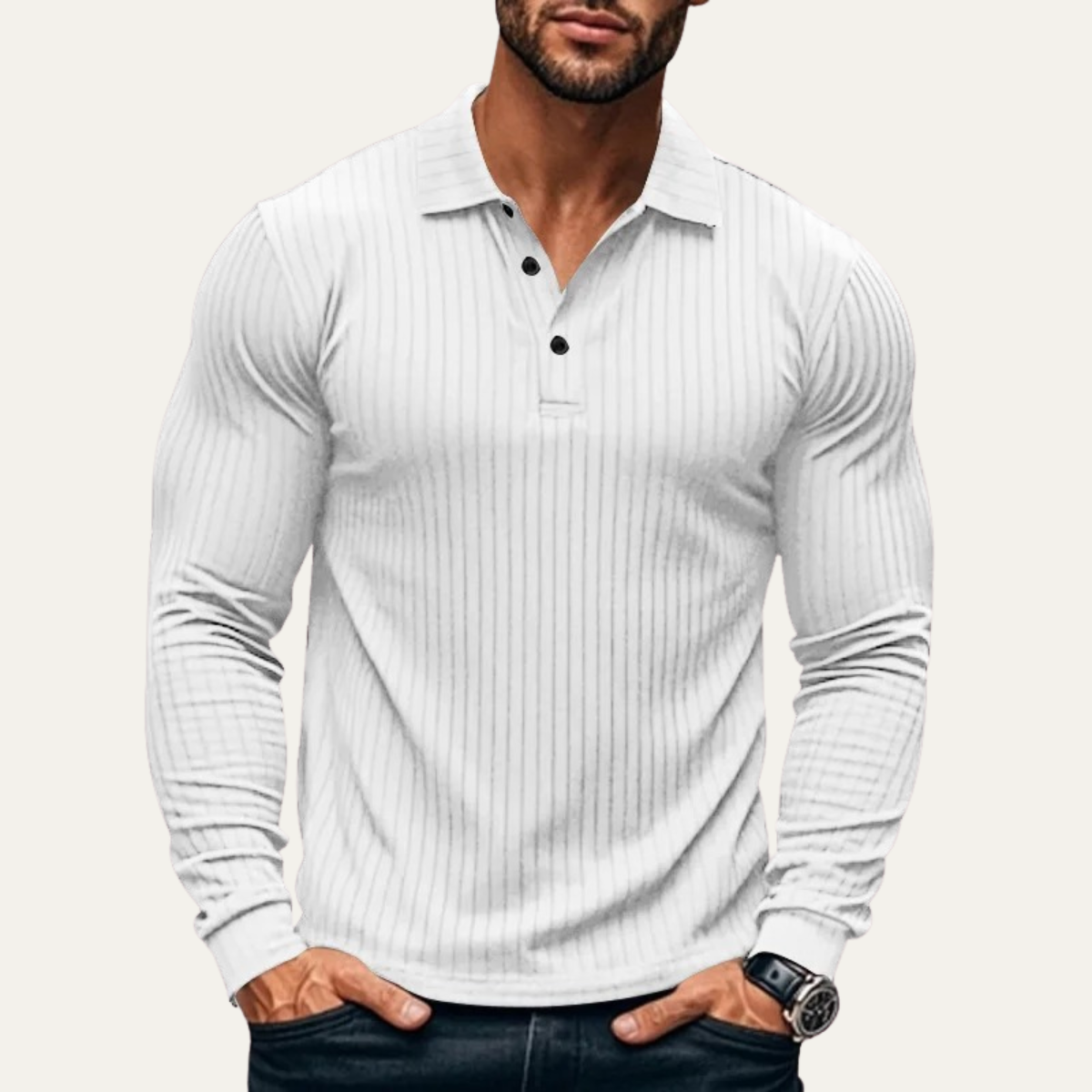 The Sorrento Men’s Ribbed Casual Button Neck Polo Shirt