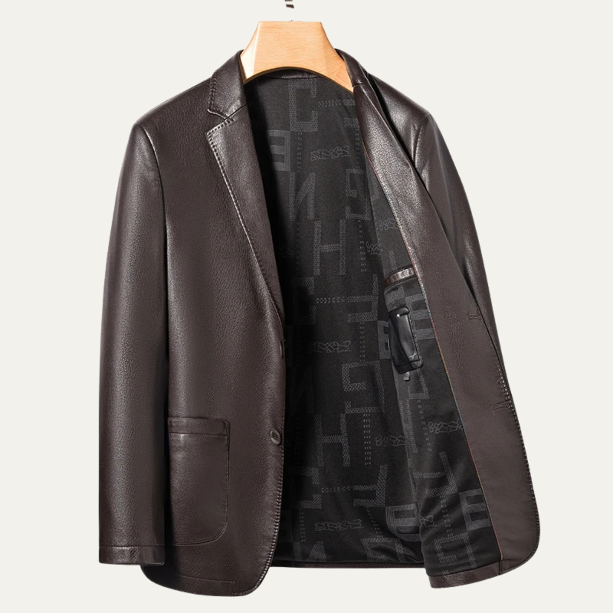 The Varenna Men's Slit Fit Casual Leather Blazer Jacket