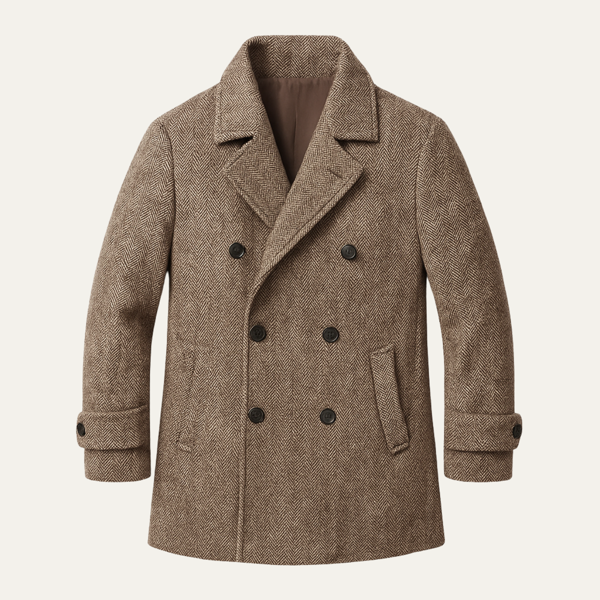 The Inverness Men’s Tailored Brown Double Breasted Vintage Winter Overcoat