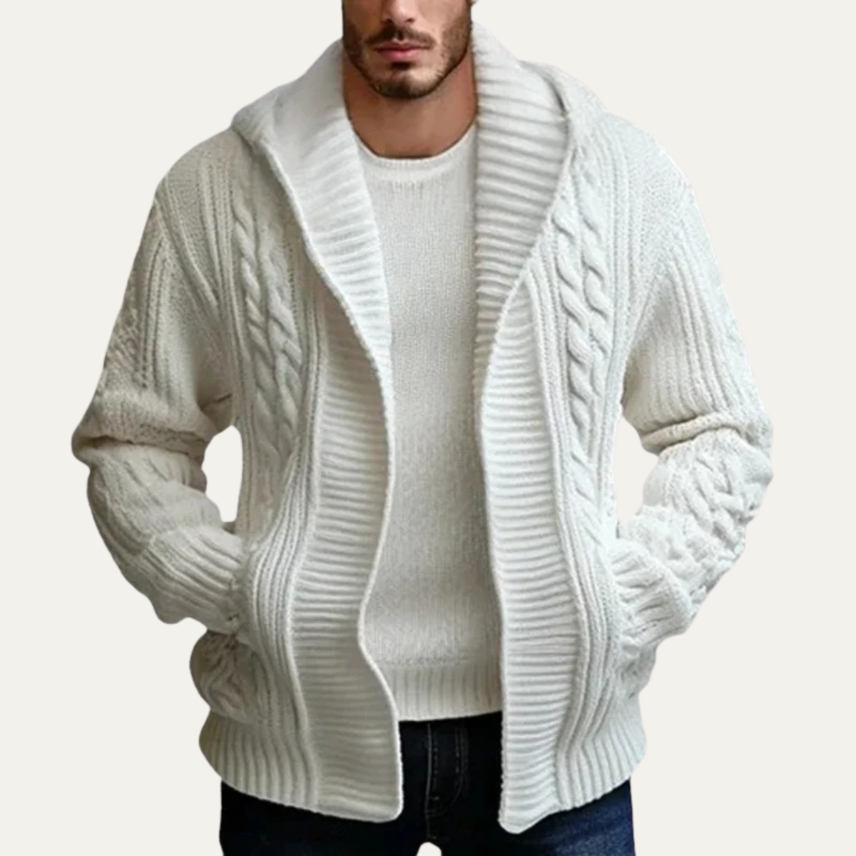 The Conwy Men's Chunky Cable Knit Winter Cardigan