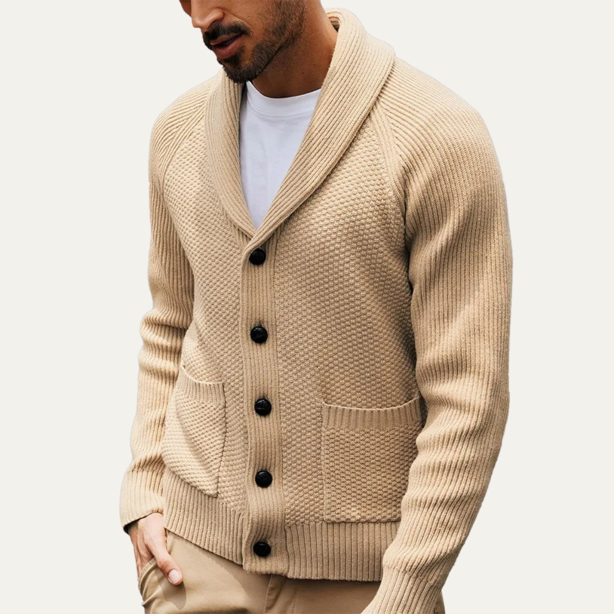 The Pembroke Men's Shawl Collar Button Up Knit Cardigan