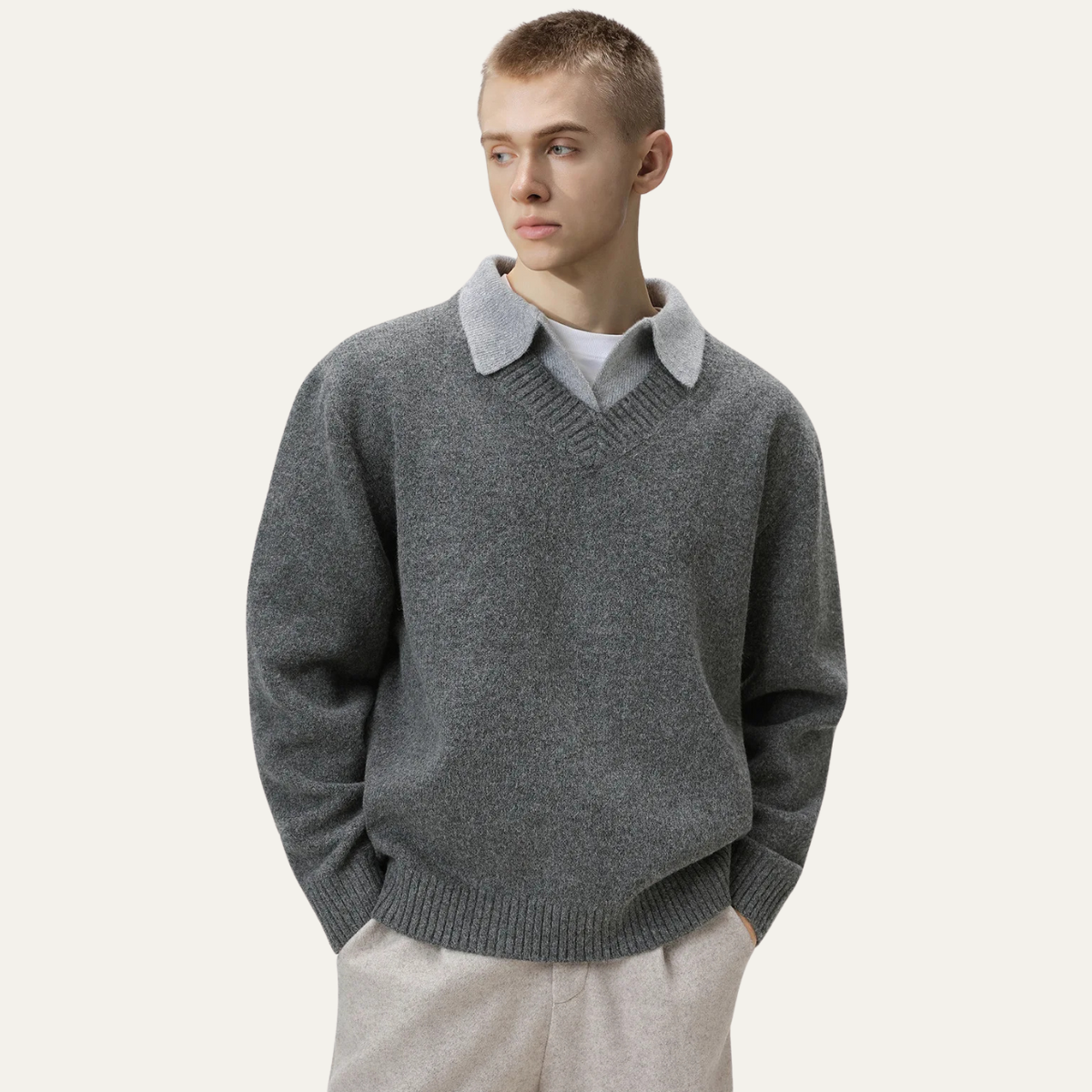The Matera Men’s Soft Polo Collar Knitted Jumper