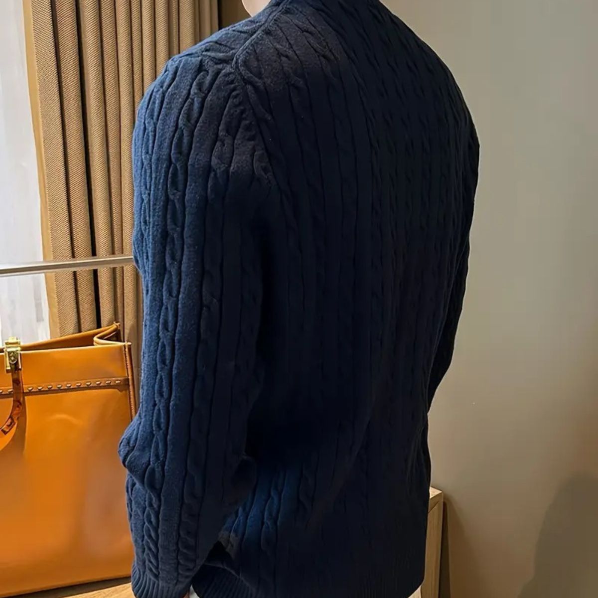 The Versailles Cashmere Merino Wool Knit Jumper for Men - Navy Blue