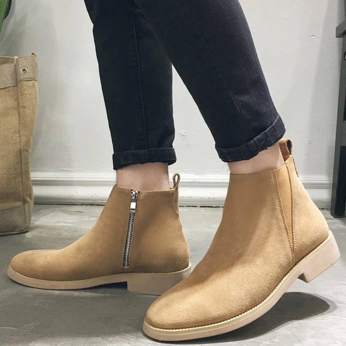 The Bastille Men’s Genuine Suede Chelsea Dress Fur Boots