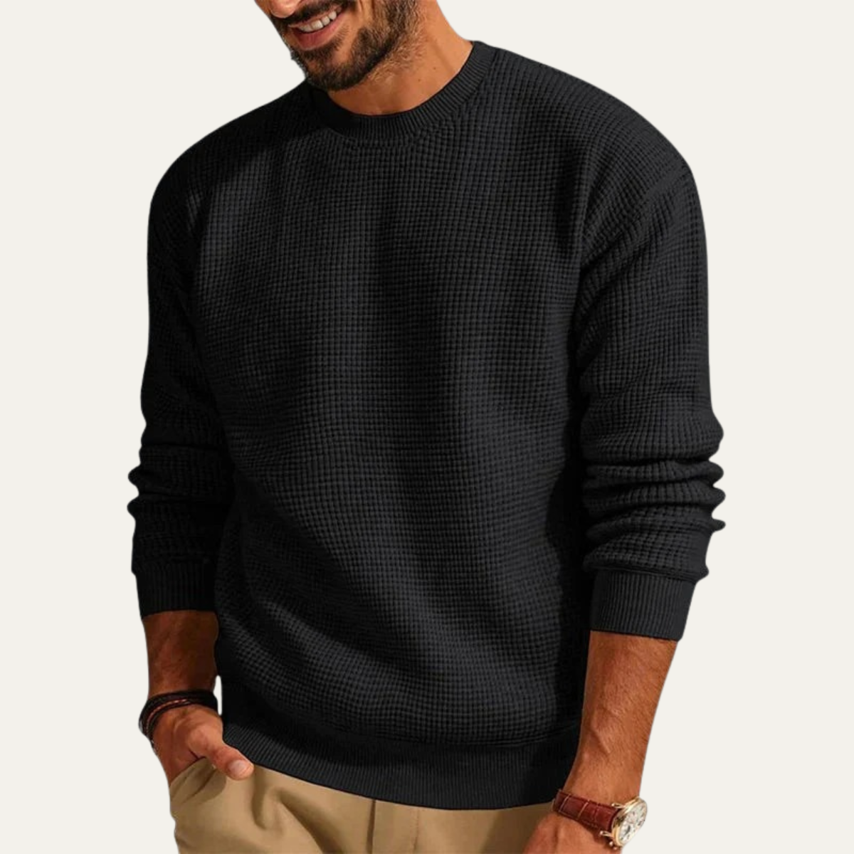 The Mayfair Men's Knit Jumper - Casual Textured Crew Neck