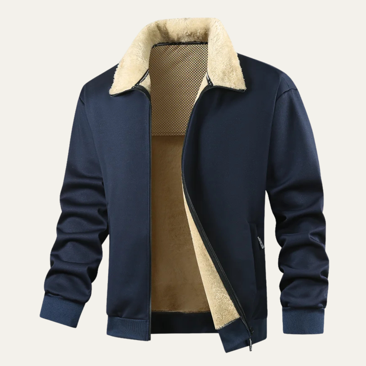 The Torino Men’s Winter Fleece Lined Lambswool Jacket with Fur Collar