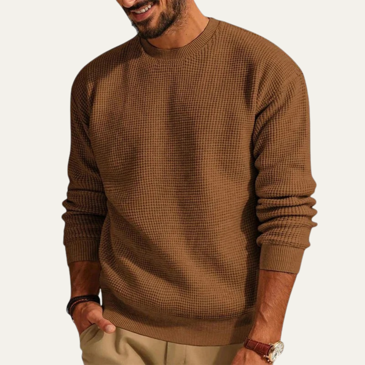 The Mayfair Men's Knit Jumper - Casual Textured Crew Neck