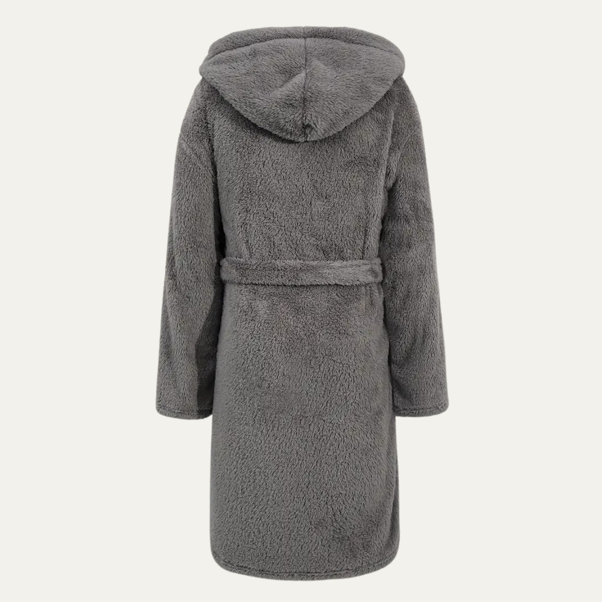 The Hungerford Men's Grey Fleece Hooded Bathrobe with Belt and Pockets