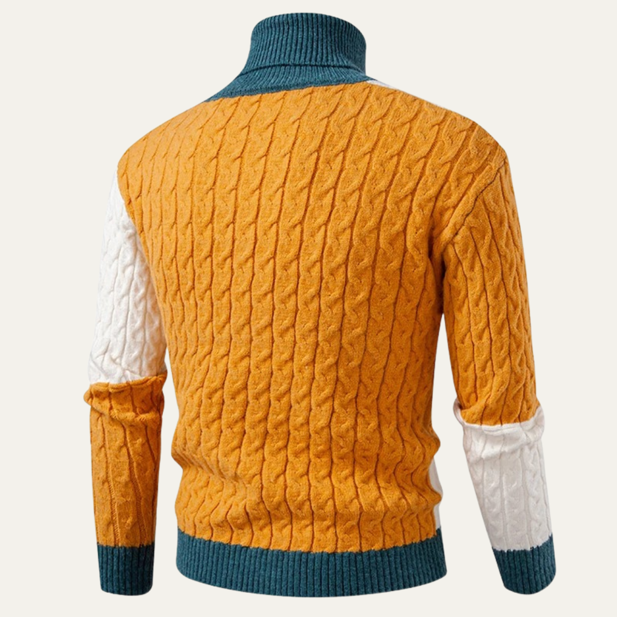 The Bevagna  Men’s Patchwork Knit Colour Block Turtleneck Jumper