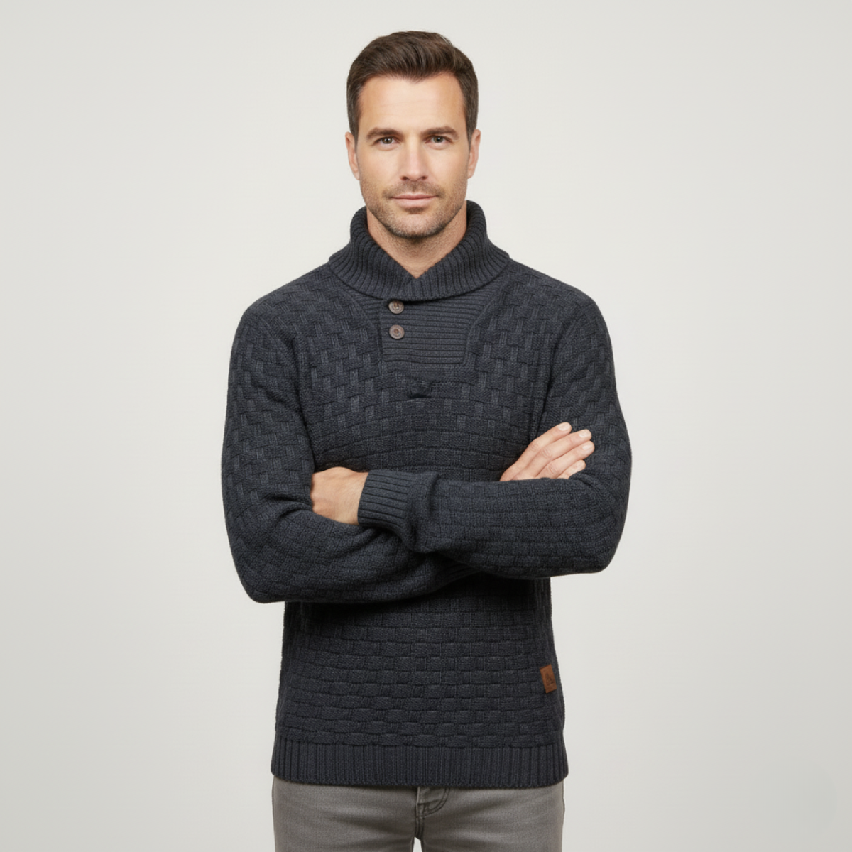 The Brighton Men’s Chunky Knit Jumper with Buttons