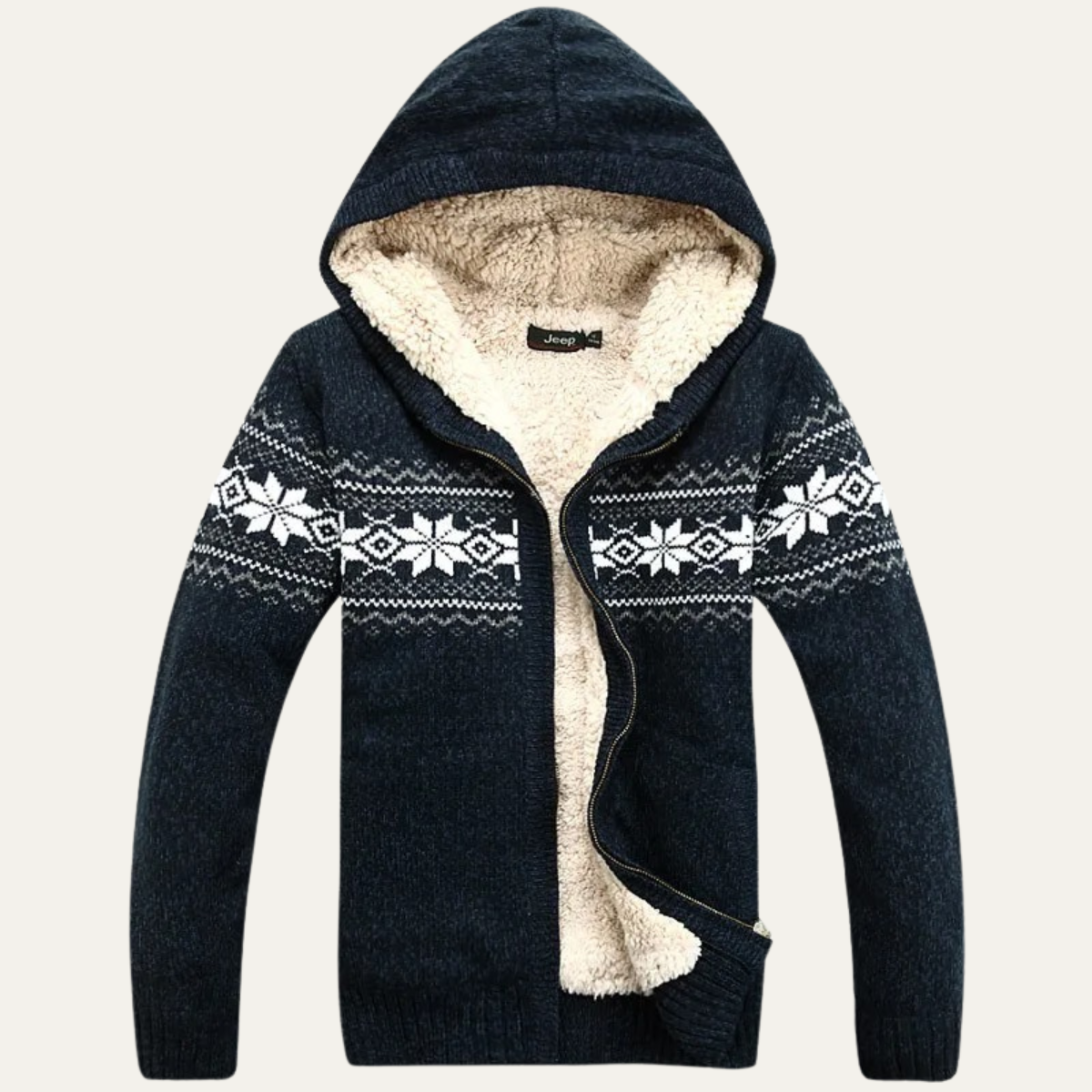 The Porto Azzurro Men’s Knit Zip Up Jacket with Nordic Pattern