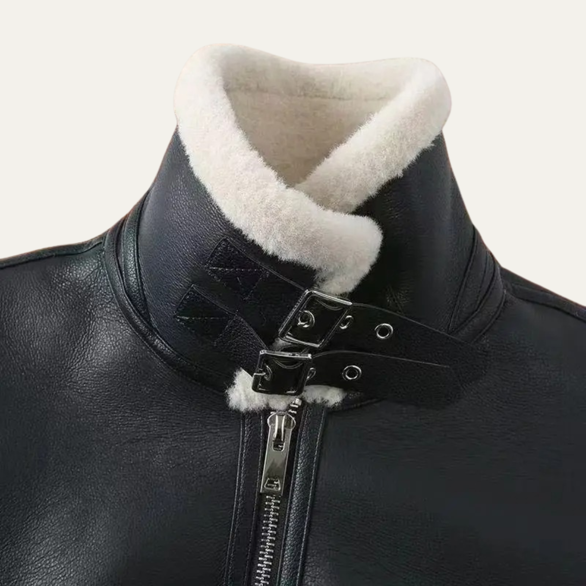 The Cala Luna Men’s Shearling Aviator Winter Jacket with Fleece Lining