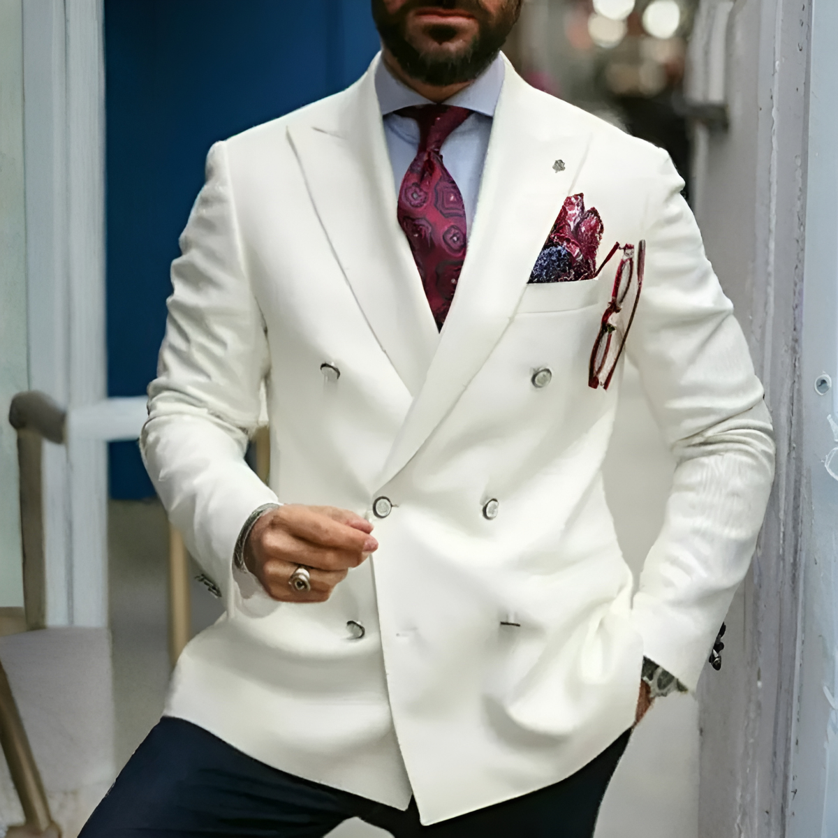 The Sandbanks Men’s Slim Fit Double Breasted Blazer Jacket