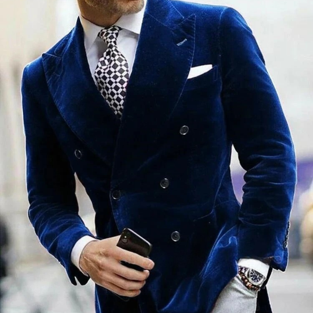 The Portsmouth Men’s Elegant Velvet Double Breasted Blazer Tuxedo Jacket