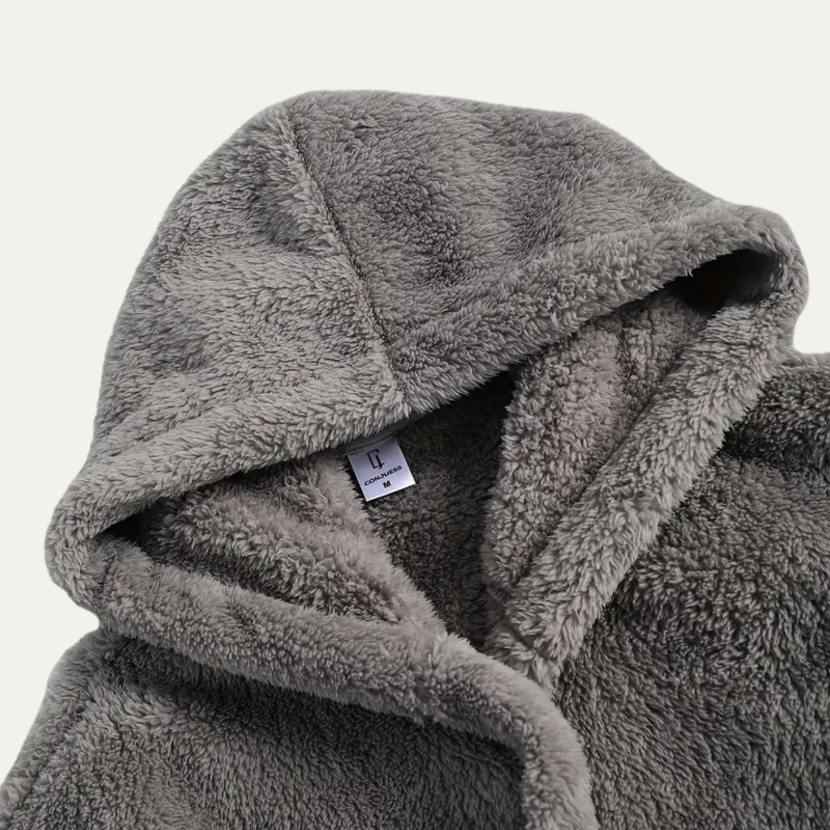 The Hungerford Men's Grey Fleece Hooded Bathrobe with Belt and Pockets