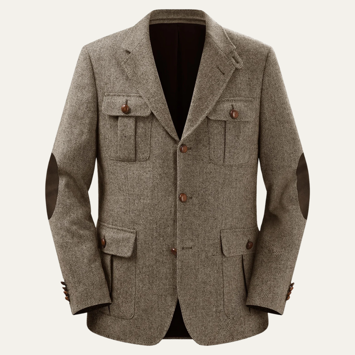 The Cagliari Men’s Elegant Tweed Blazer Jacket with Elbow Patches