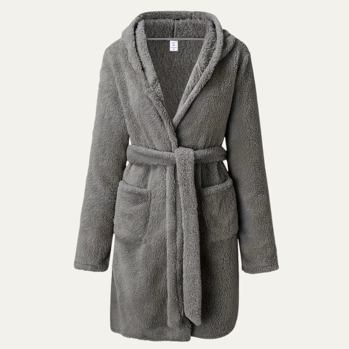 The Hungerford Men&#39;s Grey Fleece Hooded Bathrobe with Belt and Pockets