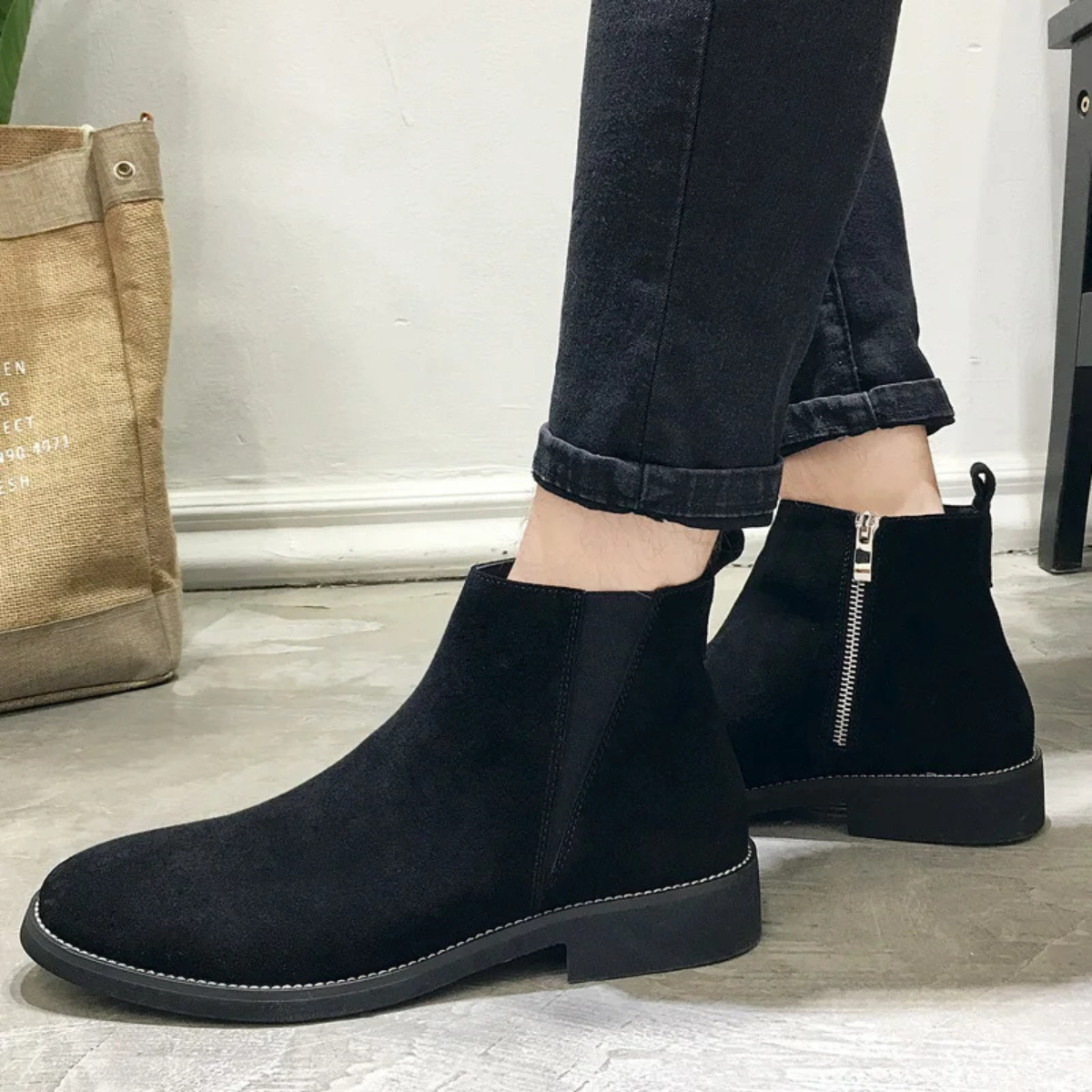 The Belleville Men’s Genuine Suede Chelsea Dress Boots