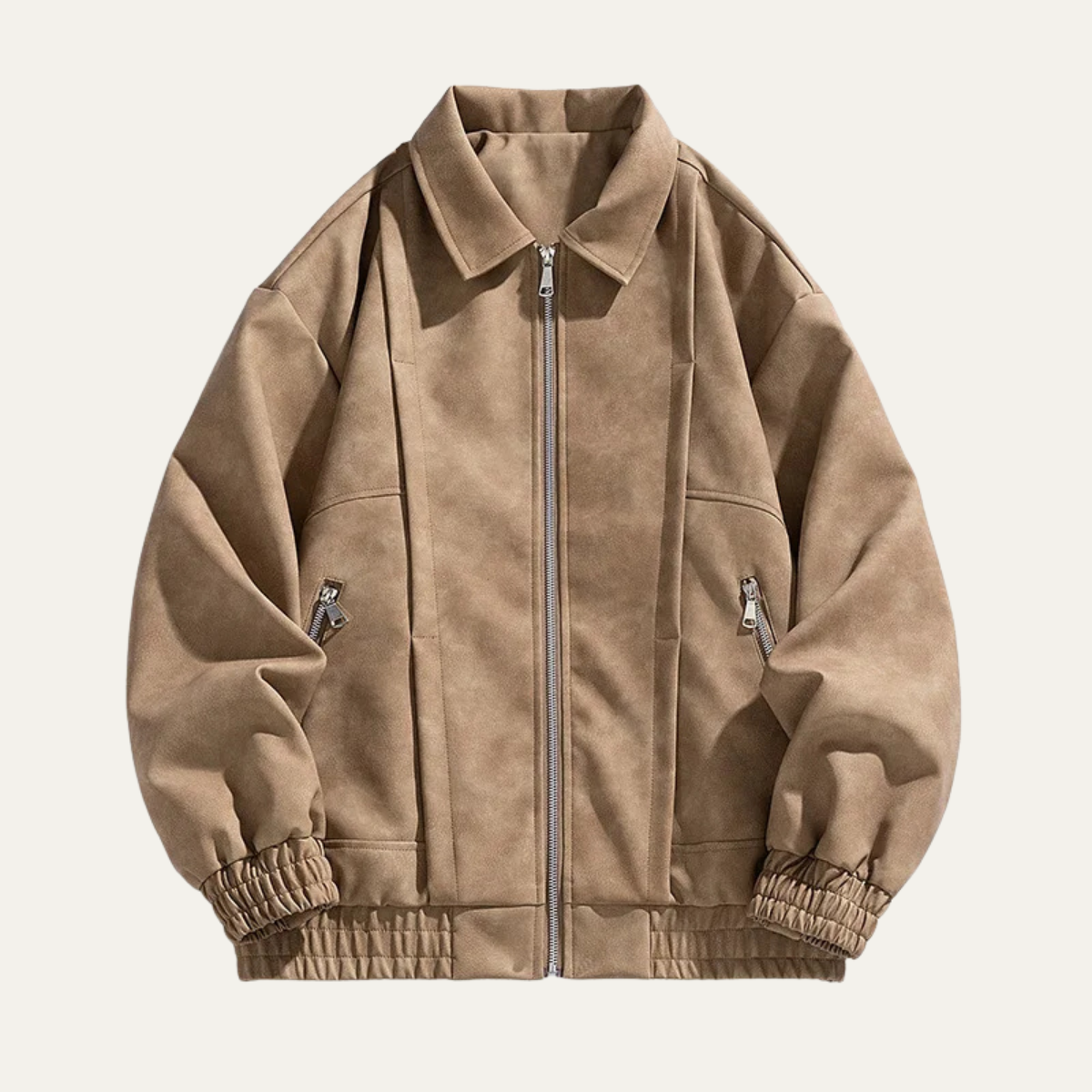 The Polignano Men’s Lightweight Zip Up Casual Suede Bomber Coat