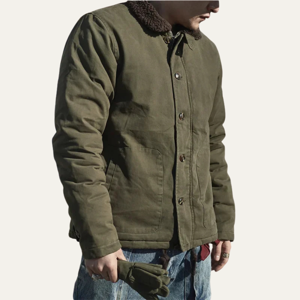 The Chatsworth Men’s Vintage Military Cotton Sherpa Lined Jacket