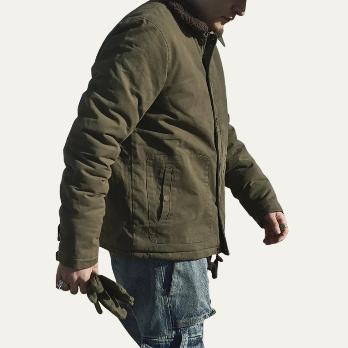 The Chatsworth Men’s Vintage Military Cotton Sherpa Lined Jacket