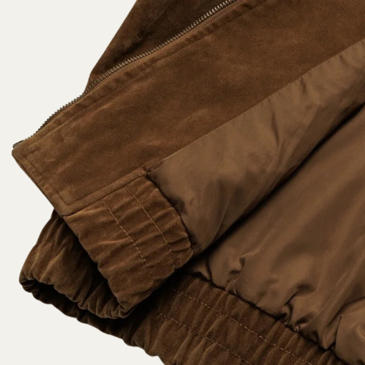 The Caldaro Men’s Retro Zip Up  Suede Bomber Jacket