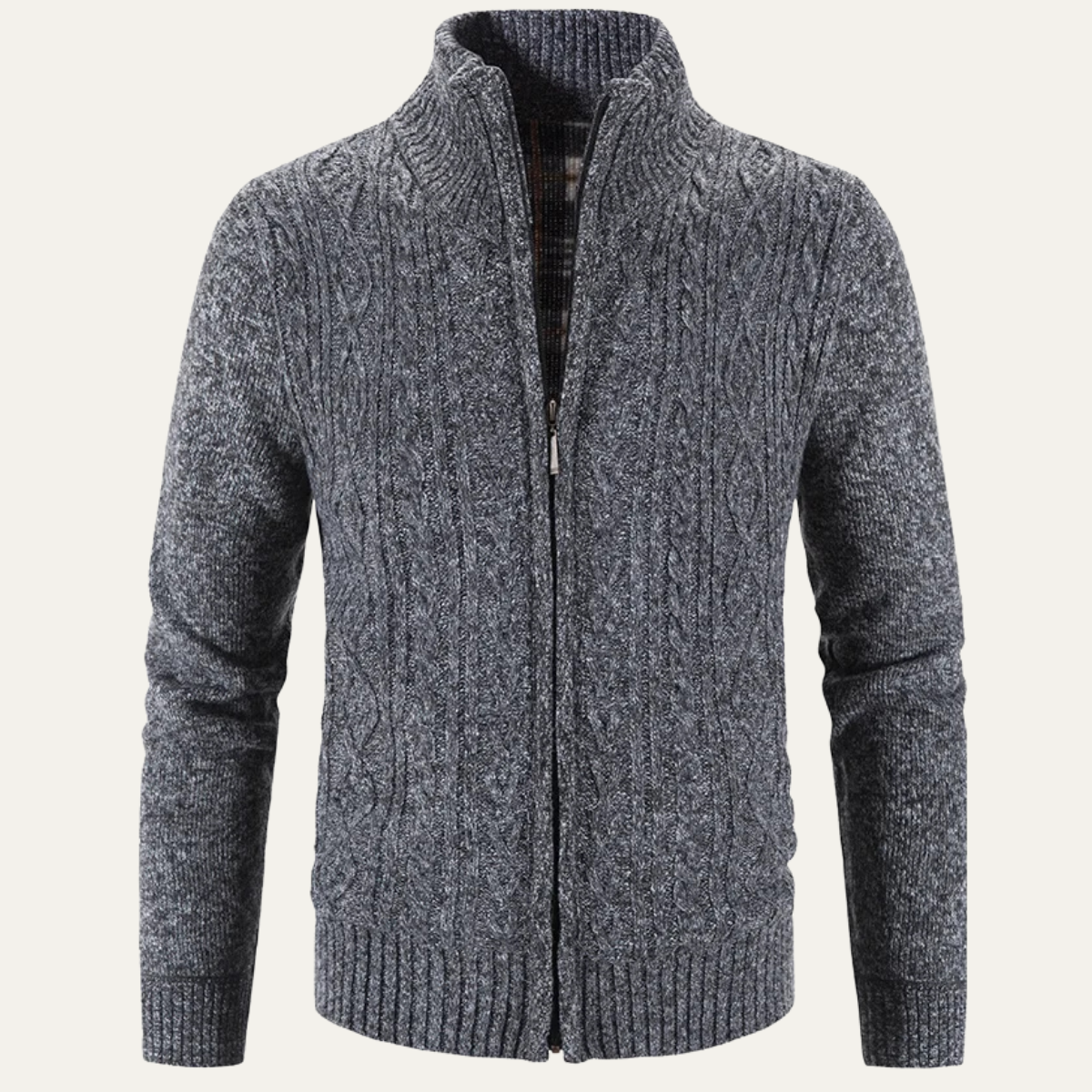 The Pienza Men’s Warm Fleece Zip Up Knit Jacket