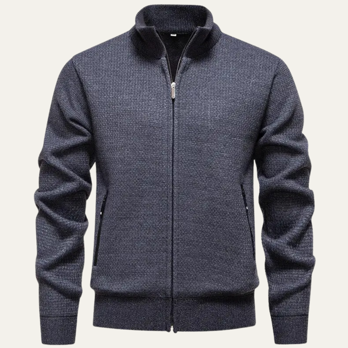 The Montefalco Men’s Casual Knitted Stand Collar Zip Cardigan