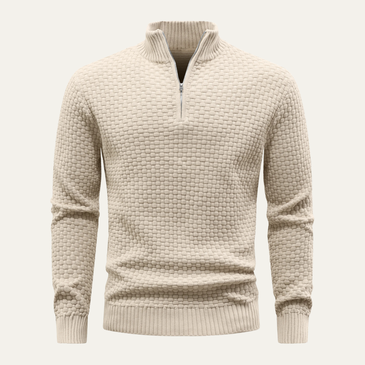 The Camogli Men’s Casual Half Zip Textured Knit Jumper