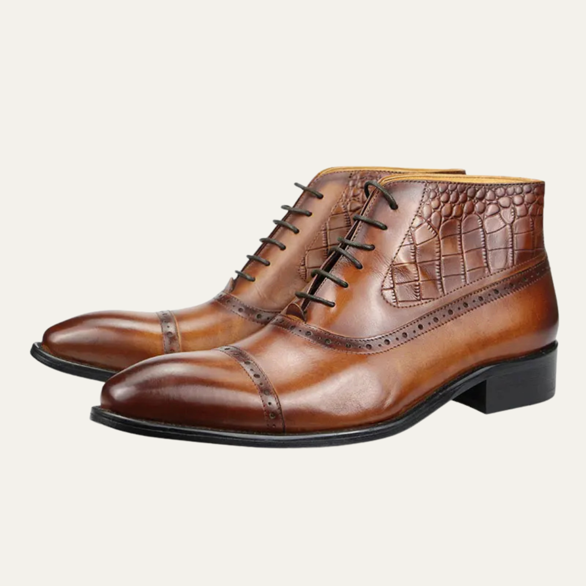 The Capo Vaticano Men’s Formal Leather Brogue Lace Up Ankle Dress Boots